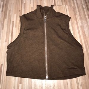 Vintage brown zip crop top
